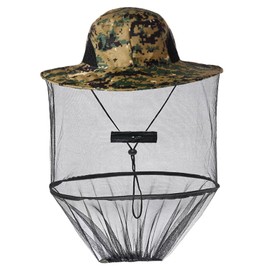 1-Piece Mosquito Head Net Hat with Removable Netting: Works as Beekeeper, Fishing, Camping Hat; Portable Midge Face Cover for Outdoor Hiking Green