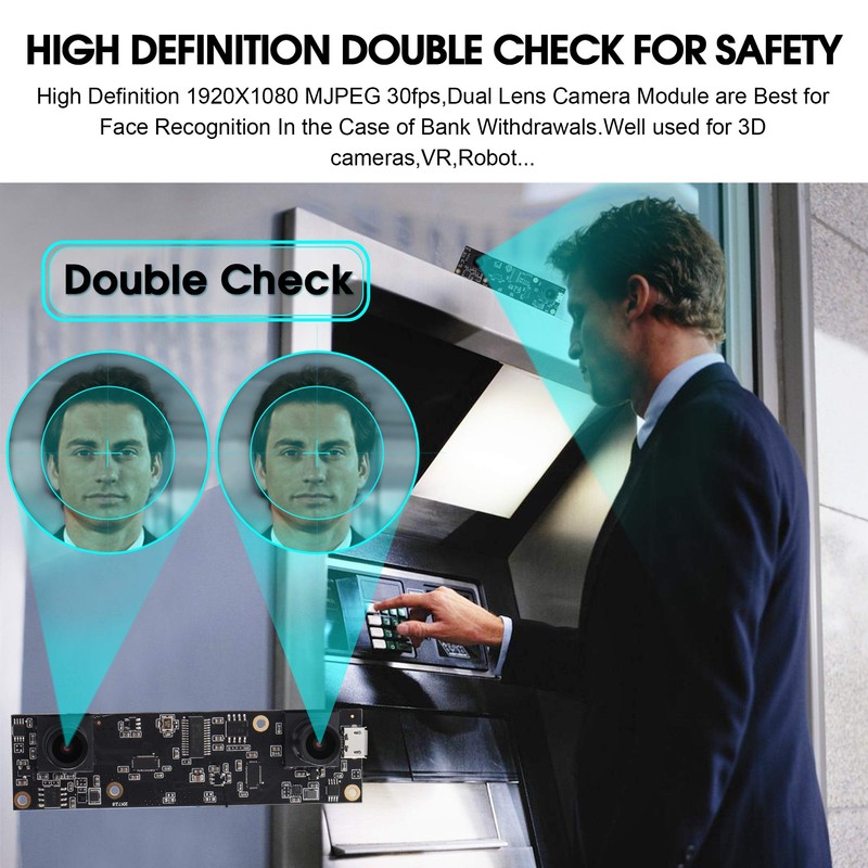 G Double Lens USB Camera Module 1080p 30fps Webcam Board