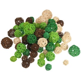 PATIKIL Wicker Rattan Balls, 72 Pcs Decorative Balls for Centerpiece Bowls Home Decor 4 Sizes(Green/Deep Green/Brown/Natural, 2.4",2",1.6",1.2")