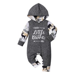 Fommy Baby Christmas Outfit, My 1st Christmas Letter Print Long Sleeve Hooded Romper Baby Boy Christmas Outfit for 0-3 Months
