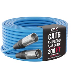 LyxPro 200 Feet Shielded CAT6 Ethercon Cable - Professional Audio & Lighting RJ45 Cable, Studio-Grade Sound Transmission, Extreme Durability - Blue