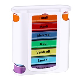 Collazoey Pill Box 7 Days, Schubladen Pillen Organizer, Reise Tablettenbox mit Fächern für Medikamente, Nahrungsergänzungsmittel, Vitamine (Farbe-Weiß)