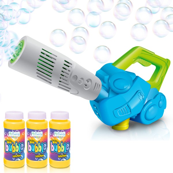 Bubble Leaf Blower for Toddlers, Bubble Blower Gun Machine for Kids with 3 Bubble Solution, Summer Outdoor Toys for Kids, Halloween Party Favors, Birthday Gifts for Boys Girls Age 2 3 4 5+ Year Old