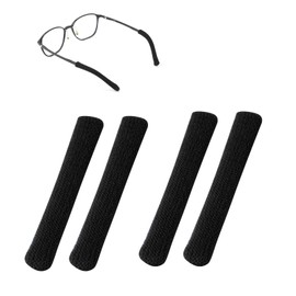 PEUTIER 4pcs Eyeglass Ear Cushions, Soft Knitted Cotton Anti Slip Temple Pads Eyeglass Temple Tips Eyeglass Pads Behind The Ear Eyewear Retainer Glasses Arm Sleeve for Sunglasses Glasses (Black)