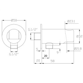Design Wall Connection Elbow with Shower Bracket / Connection Hand Shower