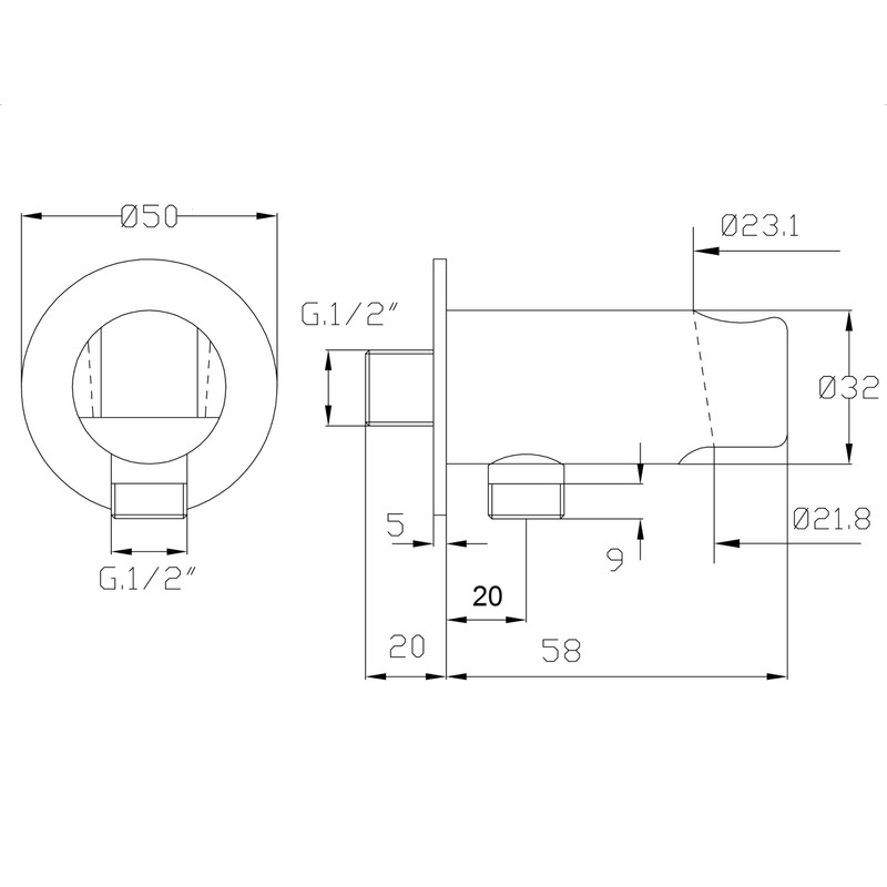 Design Wall Connection Elbow with Shower Bracket / Connection Hand