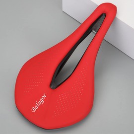 Aking Bicycle Saddle MTB Road Bike Racing Saddle Lightweight PU Breathable Seater Comfortable Shock Absorbing Foot Seat Cushion Red