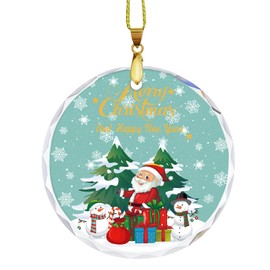 Christmas 2024 Crystal Decoration Hanging Ornament,Shiny Decor for Christmas Tree,Round Crystal Home Decor Xmas Gifts for Christmas Tree Decoration (Santa Claus)