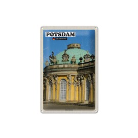 mrdeco Metal Sign 20 x 30 cm Curved Potsdam Castle Sanssouci Decorative Tin Sign