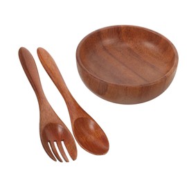 Vaguelly 1Set Natural Salad Bowl Fruit Bowl with Rustic Wood Serving Bowl for Dining Smooth Edges for Safe Use for Home Restaurants and Canteens