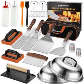 ROMANTICIST 29PCS Griddle Accessories Set - Flat Top Teppanyaki Spatula Set with Scraper, Basting Cover for Camp Chef- Home Cooking Griddle and Outdoor BBQ Gifts for Christmas