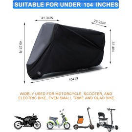 Motorcycle Cover with Seam Tape Motorcycle Tarpaulin - 230D Oxford Outdoor Scratch-Resistant Waterproof Motorcycle Tarpaulin with Locking Holes for Motorcycle Scooter