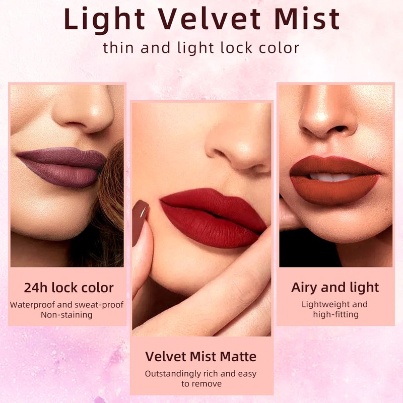 12 Colors Matte Liquid Lipstick Set Long Lasting Waterproof Non