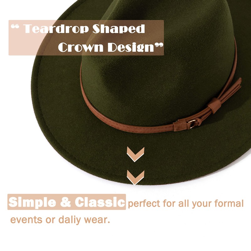 Lisianthus Men & Women Vintage Wide Brim Fedora Hat with