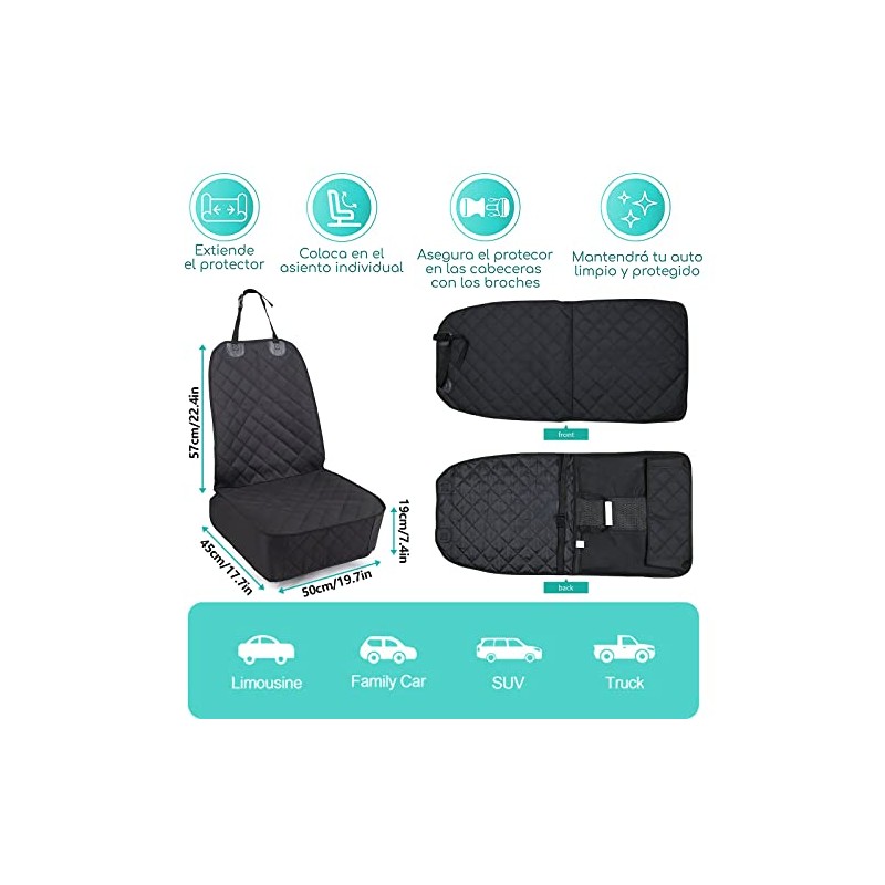 Asiento Perro, Cubre Asiento Funda Individual para Perro (Negro)