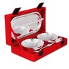 Zap Impex Engraved Silver Brass Bowl Tray and Spoon Set