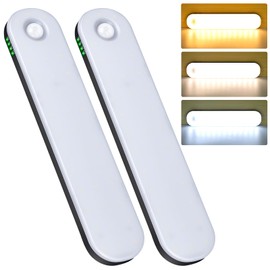 deerdance Under Cabinet Lighting, Motion Sensor Lights Indoor with 3 Color Temps Dimmable, 2600mAh Rechargeable Closet Lights Wireless, Magnetic Under Counter Lights for Kitchen Hallway Stairs,2-Pack