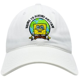 Concept One Spongebob Squarepants Dad Hat, Home to Bikini Bottom Recycled Material Adult Baseball Cap, White, One Size