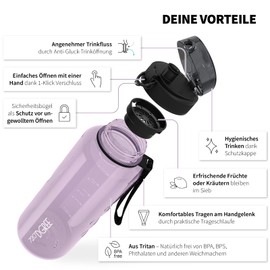 720°Dgree uberBottle Water Bottle, crystalClear Sports Bottle with Sieve, BPA-Free, for Sports, Gym, Fitness, Outdoors, Hiking, Made of Tritan, Lightweight, Shockproof, Reusable – 1.5 L