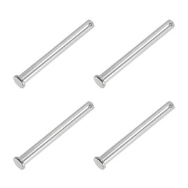 PATIKIL 10 x 110 Mm Single Hole Clevis Pins, 4 Pcs 304 Stainless Steel Flat Head Pin for Hitch Pin Lock Link Hinge Systems, Silver