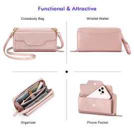 nuoku Crossbody Bags for Women, Wristlet Wallets for Women, Small Clutch Purses for Women, Cell Phone Wallet, Rfid Wallet