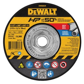 DEWALT DW8062H 4-1/2" X .045" X 5/8"-11 HP Type 1 Cutting Wheel