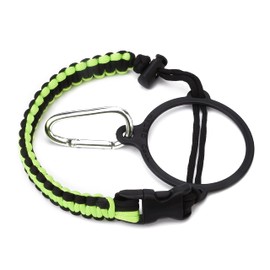 HYDRO CELL Paracord Handle for Wide Mouth Water Bottles - Carrier Strap w/Attachment Ring and Carabiner Accessory. Compatible w/ 64oz, 40oz 32oz, 24oz, 18oz, 14oz Insulated Bottles (Neon/Black)