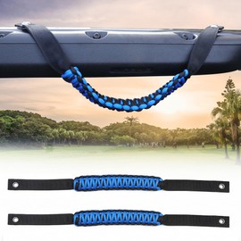 BESTAOO 2 x Roll Bar Grab Handles Front Paracord Grip Handle Compatible with Jeep Wrangler JL 2018-2024 & Gladiator JT 4XE Accessories 2 Door 4 Door (Classic, Blue)