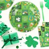 200Pcs St Patrick's Day Party Plates Supplies,Green Shamrock Paper Plates,Napkins,and