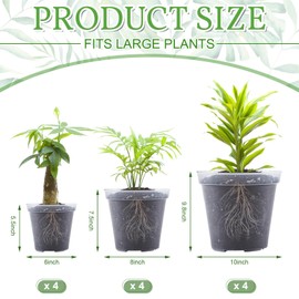 Vesici 12 Pcs 6/8/10 Inch Large Thickened Clear Nursery Pots Variety Pack Plant Pots with Drainage Holes Planters for Indoor Plants Flexible Transparent Plastic Plant Bottle Succulents