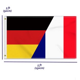 Large 90 x 150 cm Germany France Flag, Large 150D German France Friendship Banner, Durable Germany Flag Doube Side Print Decor Brass Eyelets Large France