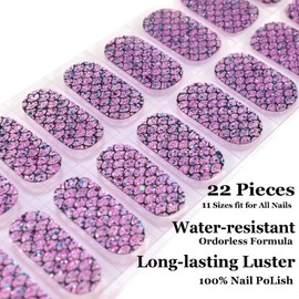 LIFOOST Semi Cured Gel Nail Sticker Glitter Sequins Nail Polish Strips Full Nail Wraps for Women Nail Art Design