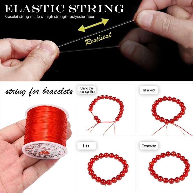 Bracelet Elastic Beading String Cord Thread Making for Bracelets, 0.8MM