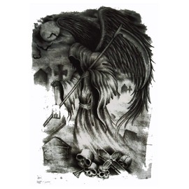(Fantasy) THE FANTASY Tattoo Sticker Grim Reaper-1 [Medium/A5] (hb222)