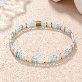 KELITCH Stretch Bracelets Miyuki Tila Beads Bracelets Colorful Friendship Bracelets for Women (12D)