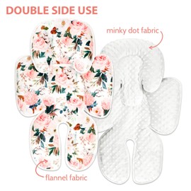 Baby Car Seat Head and Body Support Pillow, 2-in-1 Infant car seat Insert, Newborn Soft Cushion for Car Seat, Stroller, Bouncers, Pink Flower