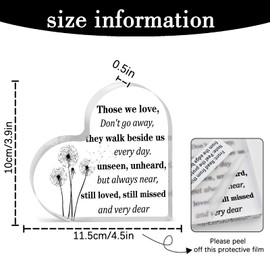 Grief Gifts For Women Bereavement Condolence Gift Sentimental Gifts For Women Sympathy Gifts For Loss Of Loved One Husband Mother Father Sympathy Gift For Grieving Friends Acrylic Heart Plaque Funeral Keepsake