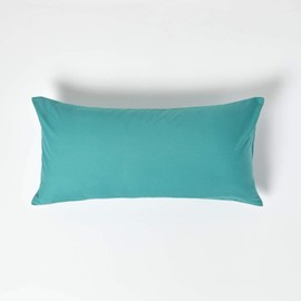 HOMESCAPES Percale Cushion Cover 40 x 80 cm Sea Green Cushion Cover with Zip 100% Egyptian Cotton 200 Thread Count
