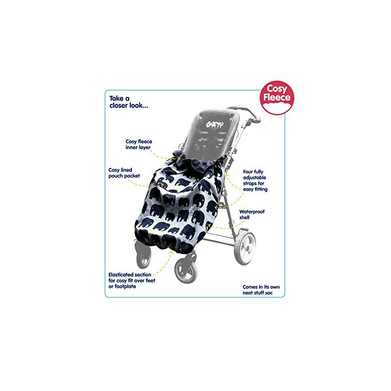 Bundlebean Children’s Wheelchair Cosy – Fleece‑Backed Waterproof Nylon, Front Hand-Warming