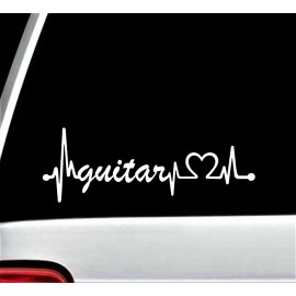 Bluegrass Decals Acoustic Electric Guitar Heartbeat Lifeline Decal Sticker for Car Window BG 116