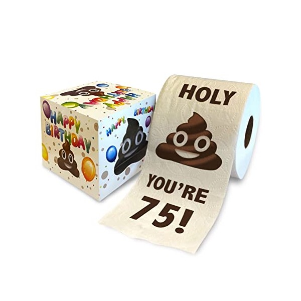 Printed TP Holy Poop You're 75 Printed Toilet Paper Gag
