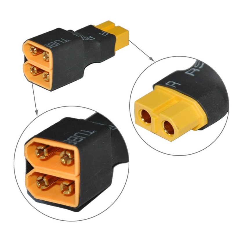 JFtech 3pcs No Wire XT60 Parallel Connector 1 Female to