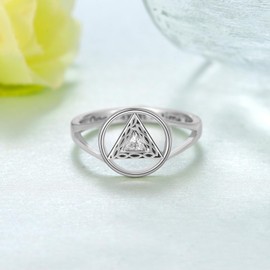 qielizhu AA Sobriety Gifts 925 Sterling Silver AA Alcoholics Anonymous Ring Celtic Stay Sober Recovery Rings Alcoholics Anonymous Gifts for Women Her (8)