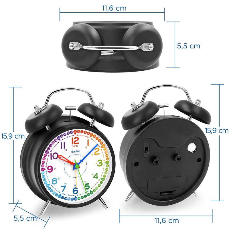 Eachui Analog Alarm Clock for Kids, Double Bell Alarm Clock