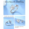 Adjustable Initial Butterfly Ring - Sterling Silver Cubic Zirconia Open