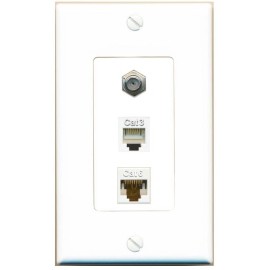 Wallplate City DecorZ - 1 PORT Coax Cable TV CAT6 RJ45 Ethernet Phone Coupler Jack Wall Plate