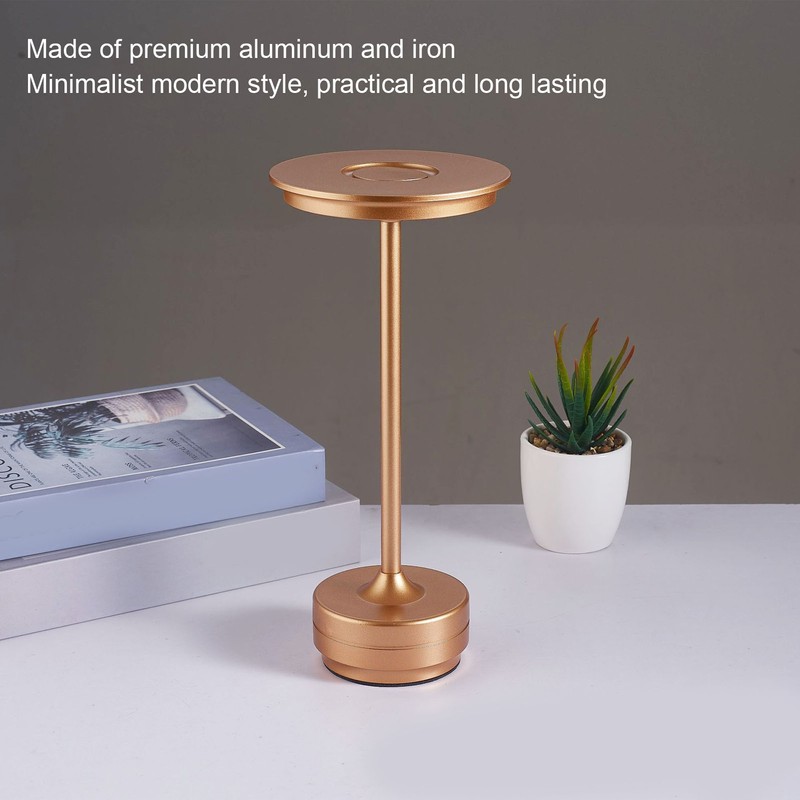 LED Cordless Table Lamp Aluminum Iron 3 Light Source Touch