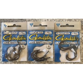 Gamakatsu 3 Packs Gamakatsu Live Bait Heavy Duty Hooks 00416 Size 6/0