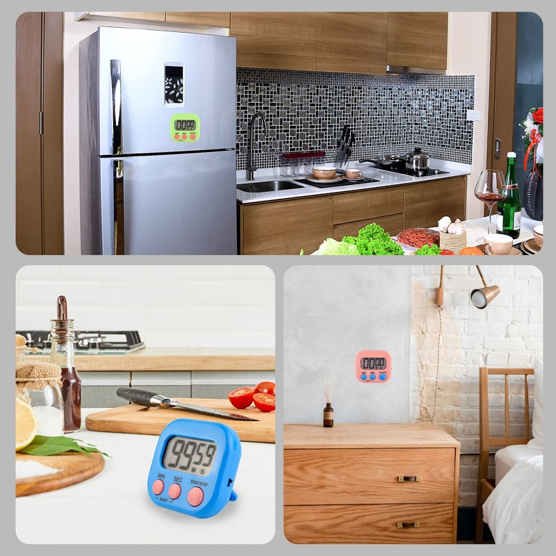 4Pcs Kitchen Timer, Kikuo Digital Timer, Big Digit Magnetic Clock,