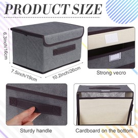 10 Pcs Fabric Storage Bins with Lids Foldable Storage Boxes Decorative Storage Container Fabric Storage Baskets for Organizing Clothes Closet Home Office Bedroom Toy, (Gray, 10.2 x 7.5 x 6.3 In)